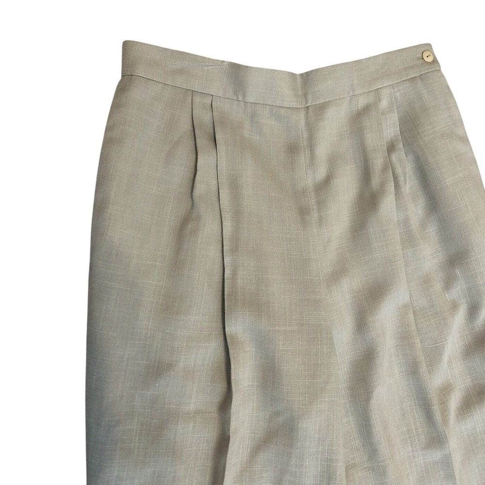Vtg tan high Rise Made USA  pleated trousers‎ Pants Sz 12 Pockets Office Career - Picture 2 of 15